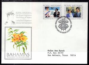 Bahamas 490-491 Royal Wedding Typed FDC