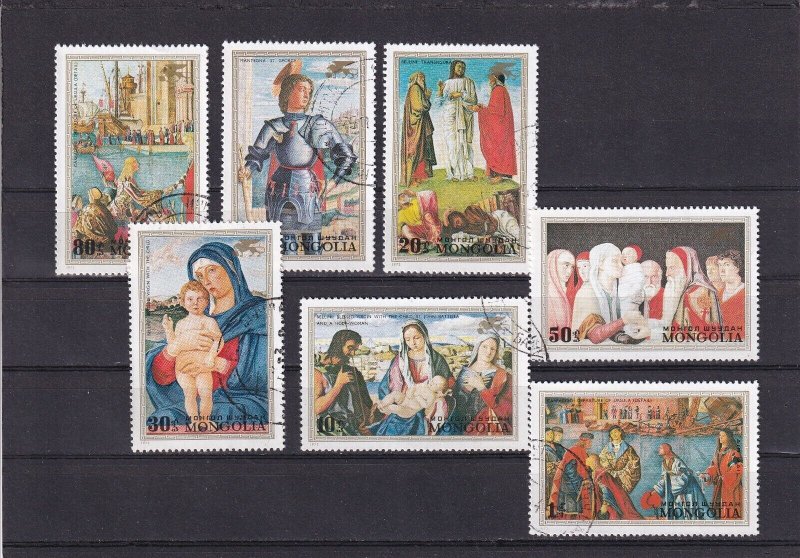 SA07c Mongolia 1972 Airmail - Save Venice - Paintings used stamps