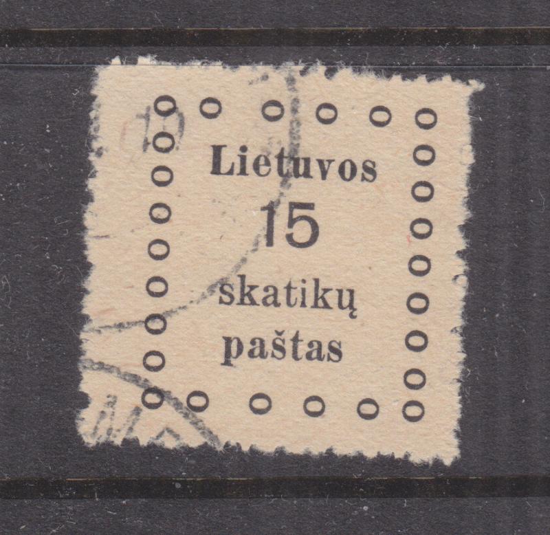 LITHUANIA, 1919 1st. Kaunus, 15s. Black, used.