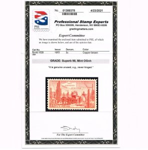 EXCEPTIONAL GENUINE SCOTT #1028 MINT PRISTINE OG NH PSE CERT GRADED SUPERB-98