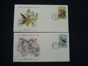 WWF bird colibri hummingbird x2 FDC St-Vincent 1976 (-50% for 10 sets or more)