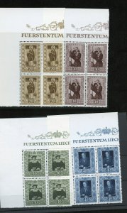 LIECHTENSTEIN  SCOTT# 261/63 MINT NH  BLOCKS OF FOUR--SCOTT $320.00  