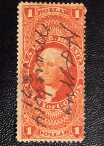 US Scott #R45c Used Revenue $1 Entry Of Goods (1871):