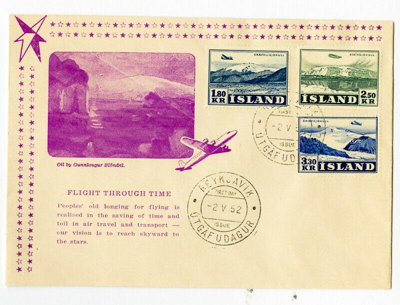 Iceland Stamps Cachet 1952 First Day Cover Unaddressed Scarce