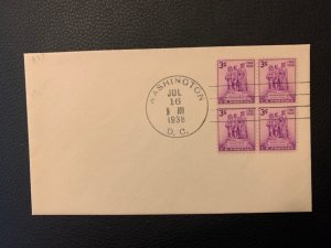 1938 Northwest Territory 150th (Scott 837) - FDC block of 4