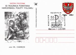 Poland 1994 postal card with Scout cancels
