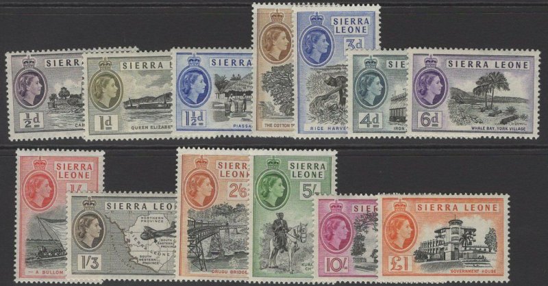 SIERRA LEONE SG210/22 1956-61 DEFINITIVE SET MNH(10/= IS MTD)