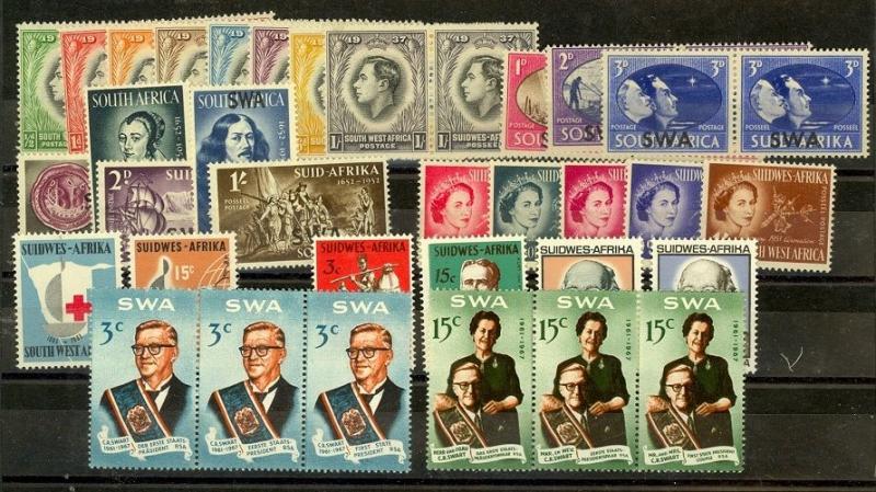 South West Africa Scott 125 // 313 Mint NH complete sets (Catalog Value $56.15)