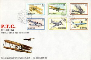 Rhodesia - 1978 75th Anniversary of Powered Flight FDC SG 570-575