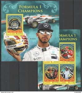 2016 Sierra Leone Sport Racing Formula 1 World Champions Kb+Bl ** Stamps St376