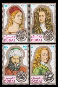 1971 Dubai 397-400 A. Durer, Isaac Newton, Avicenna, Voltaire 9,00 €