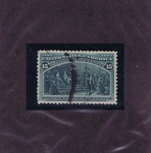 SC# 238 USED 15c COLUMBUS ANNOUNCING DISCOVERY, 1893, PSAG CERT GRADED XF 90 