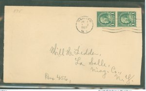 US  Sc#575 Pair postmarked Warsaw, NY, July1, 1927, to LaSalle-opened at far right-could be Philatelic