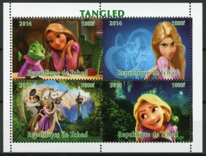 Disney Stamps Chad 2014 MNH Tangled Rapunzel Cartoons Animation 4v M/S