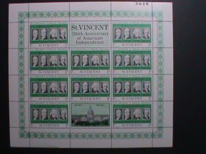 ST. VINCENT 1975 SC#436 200 ANNIV: AMERICAN INDEPENDENCE  MNH SHEET VERY FINE