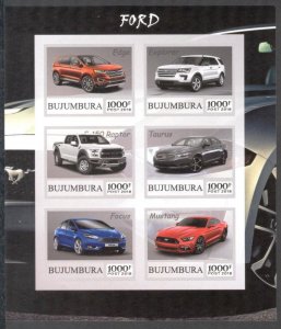 BURUNDI / BUJUMBURA 2018 Cars FORD Sheet Imperf. MNH Cinderella