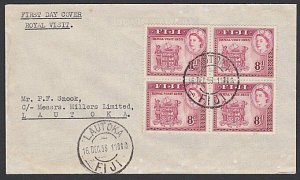 FIJI 1953 Royal Visit block of 4 on FDC ex Lautoka.........................F925