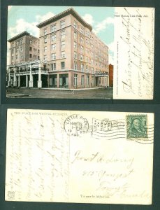 USA . 1909 Postcard 1 C. Franklin. Hotel Marion Little Rock Ark. Used.