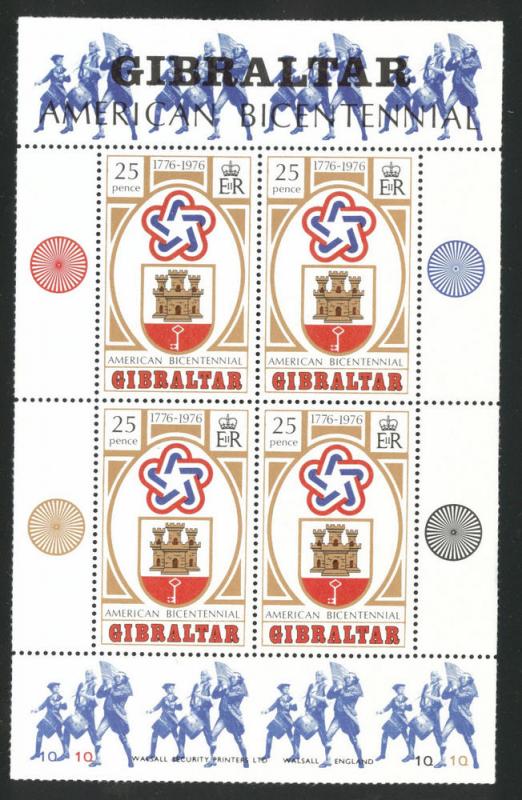 Gibraltar Scott 329a MNH**  commemorates the 1976 USA Bicentennial