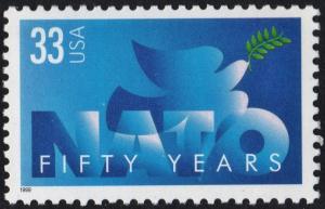 SC#3354 33¢ NATO: 50 Year Anniversary Single (1999) MNH