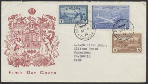 1946 #268 C9 CE3 Peace Issue Combo FDC Red Coat of Arms Cachet Montreal CDS