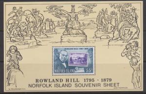 Norfolk Island 1979 Rowland Hill Centenary Miniature Sheet Sc#248a MNH