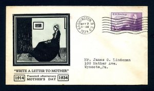 # 738 First Day Cover with LinPrint cachet Washington, DC - 5-2-1934