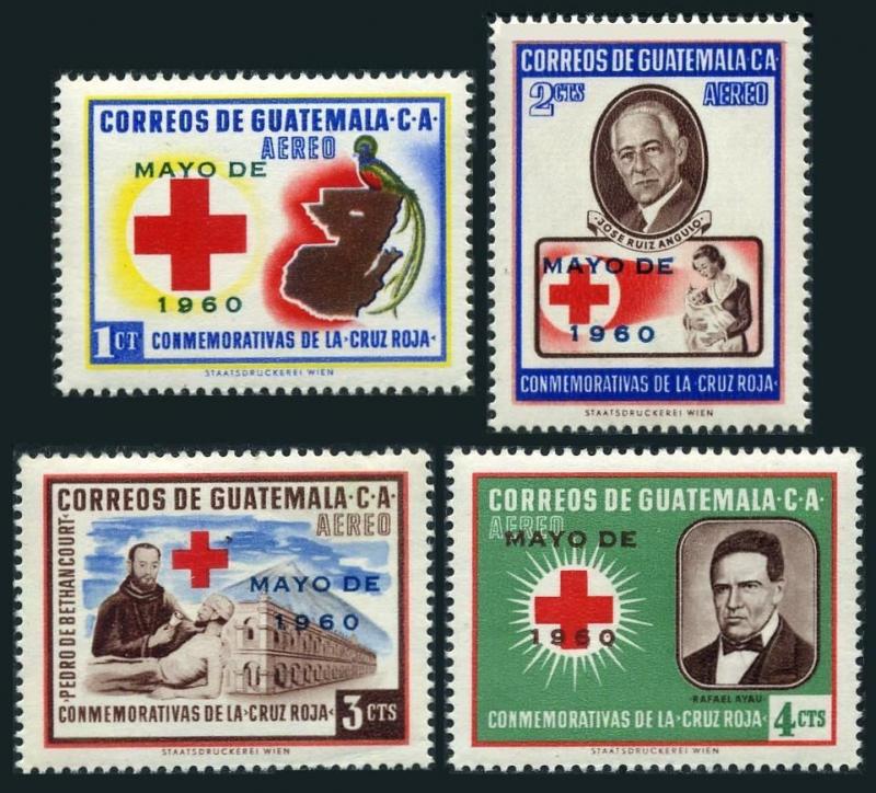 Guatemala C251-C254,MNH.Michel 659-662. Red Cross overprinted:MAYO DE 1960.