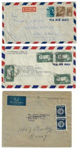 ISRAEL 1950s THREE COVERS TO US ONE EXPRESS MAIL ALL WITH SMALL CENSOR MARKINGS