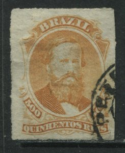 Brazil 1876 500 reis orange rouletted used