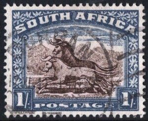 South Africa SC#29a 1 Sh Wildebeest (1927) Used