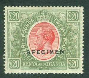 SG 101s KUT 1922-27. £20 red & green, overprinted specimen. Mounted mint...