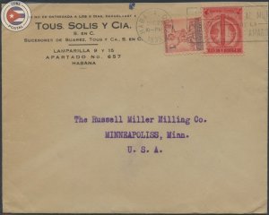 Cuba 1939 Tous Solis y Cia. Advertising Cover to MN | CU18544