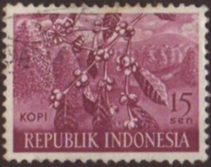 Indonesia 1960 Sc#496 SG#832 15sen Purple Coffee Tree Used