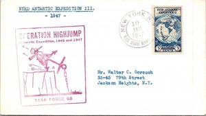 SCHALLSTAMPS UNITED STATES 1947 ANTARCTIC OPERATION HIGH JUMP COVER CANC U.S.S.