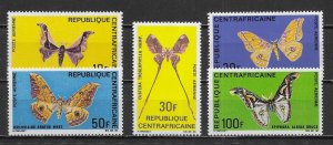 Central African Republic C66-70 Butterflies set MNH
