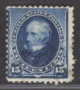 US Stamp #227 15c Indigo Clay USED SCV $25.00