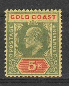 GOLD COAST 1907 KEVII 5/- TOP VALUE