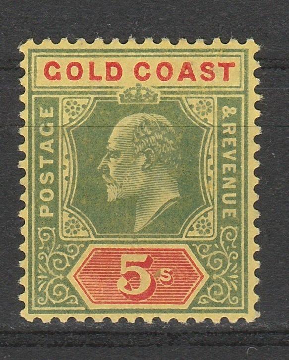 GOLD COAST 1907 KEVII 5/- TOP VALUE