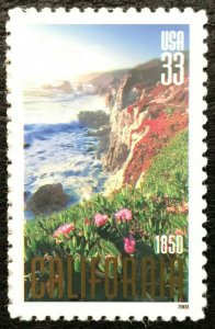 California Statehood Full Sheet of Twenty 33 Cent Postage Stamps Scott 3438