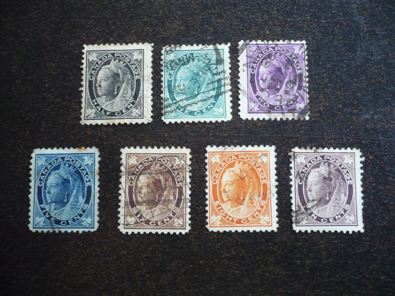 Stamps - Canada - Scott# 66-68,70-73 - Used Part Set of 7 Stamps- Maple Leaf