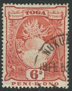 Tonga 1942 SG79 6d Coral #1 FU