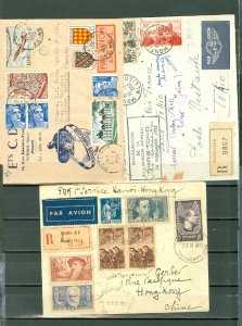 FRANCE LOT of (3) REGISTERED  AIR COVERS...(2) FIRST FLIGHTS AIRMAIL...1938-55