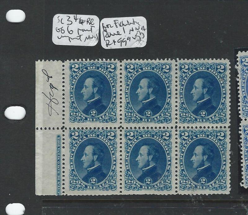 HONDURAS (P0806B) 2R SC 34 PART IMPRINT BL OF 6    MNH