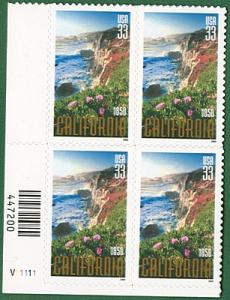 US Stamp #3438 MNH - California Statehood Plate Block /4
