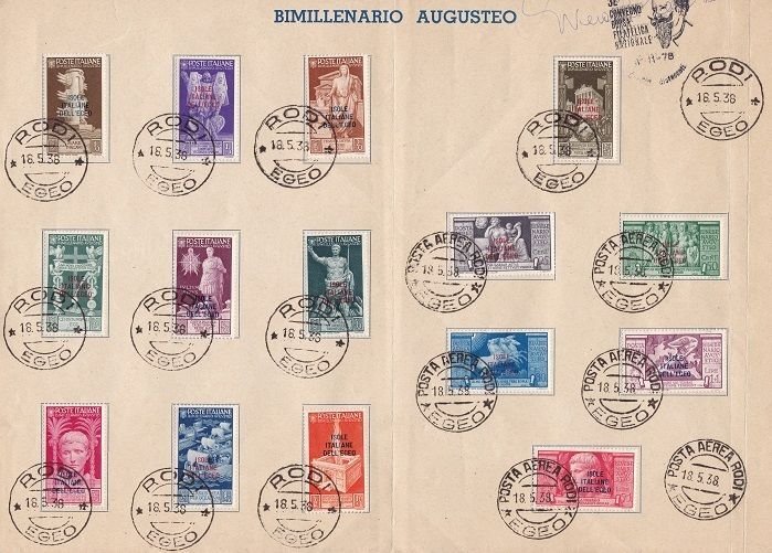 1938 EGEO, no. 99/108 + PA 47/51 series used on official cardboard