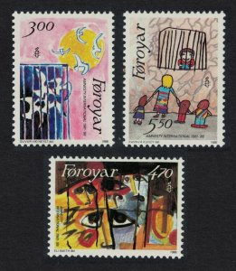 Faroe Is. 25th Anniversary of Amnesty Intl 3v 1986 MNH SC#145-147 SG#133-135