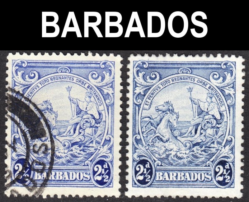 Barbados Scott 196 SHADE ERROR F to VF used & unused no gum. FREE...