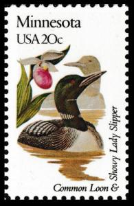 US 1975 or 1975a State Birds & Flowers Minnesota 20c single MNH 1982