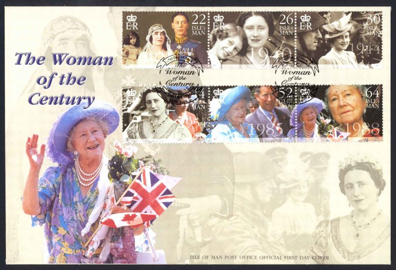 Isle of Man Sc# 857-858 FDC 2000 Queen Mother